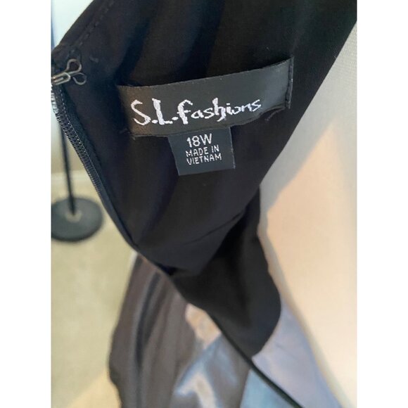 S.L. FASHIONS Sleeveless Black Evening Dress - Size 18W (NWT) - Picture 7 of 9